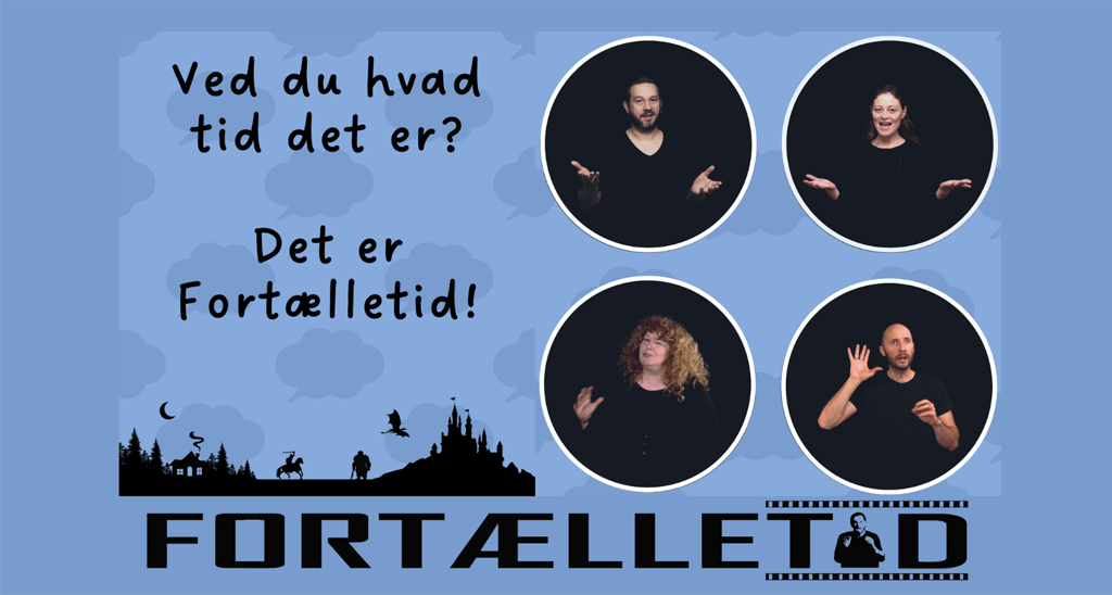 Billede med teksten: Ved du hvad det er ? Det er Fortælletid!